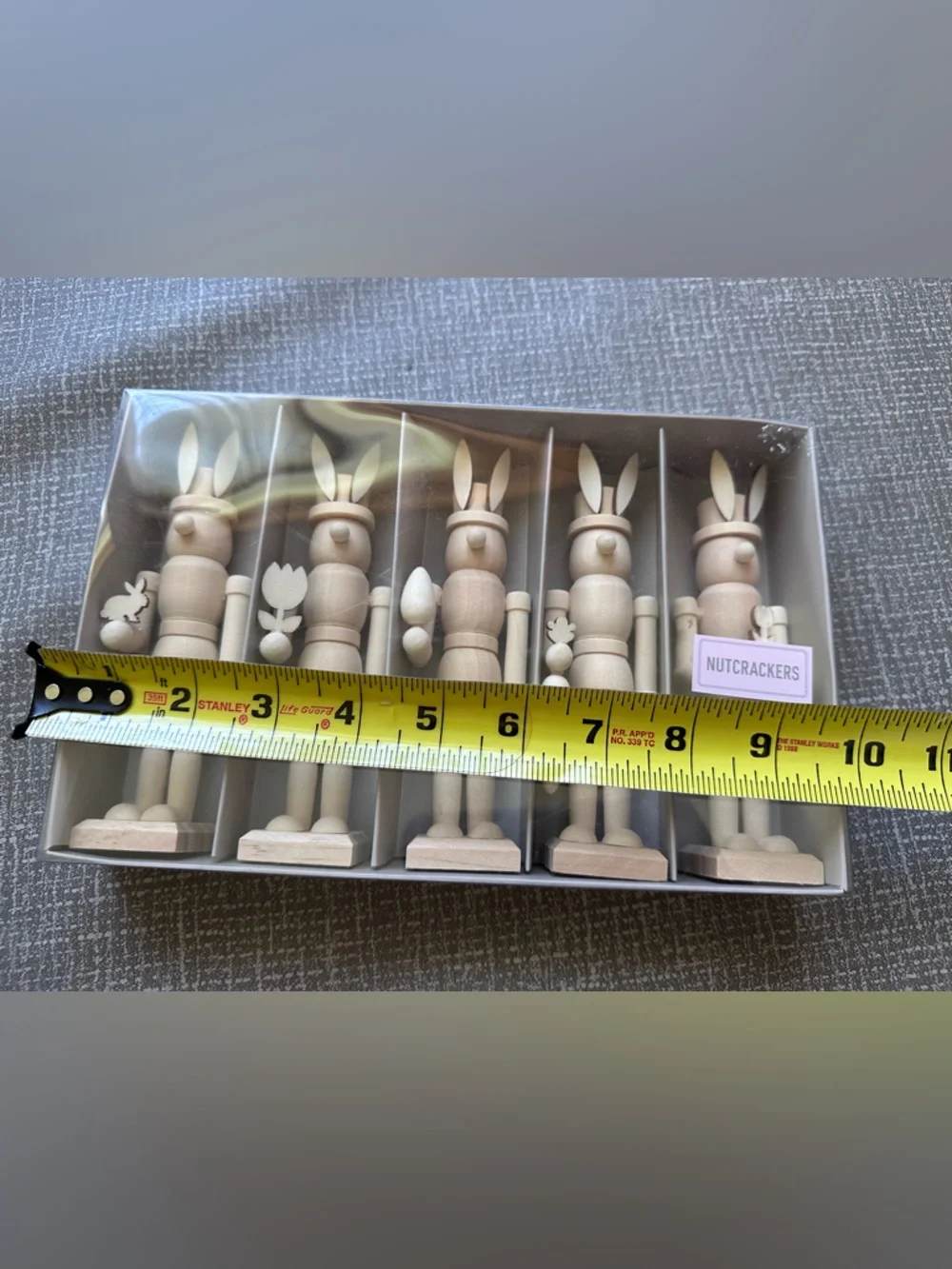Wooden Bunny Nutcracker Set of 5 Natural Wood